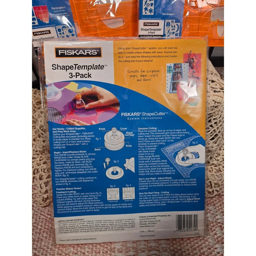 Fiskars ShapeTemplate 3-Pack Lot Scrapbooking Cutting Stencils Stars Circles Fun